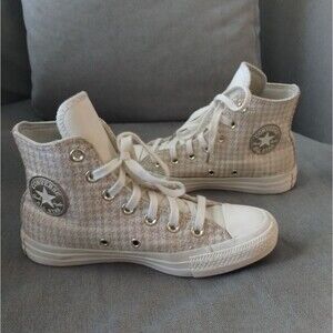 Converse Chuck Taylor Rare High Top Gold/White Houndstooth Shine Egret